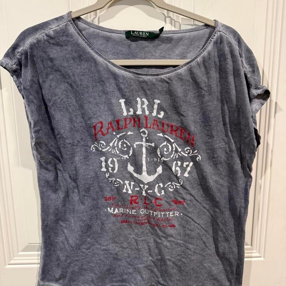 Ralph-lauren Women's Grey and Blue T-shirt